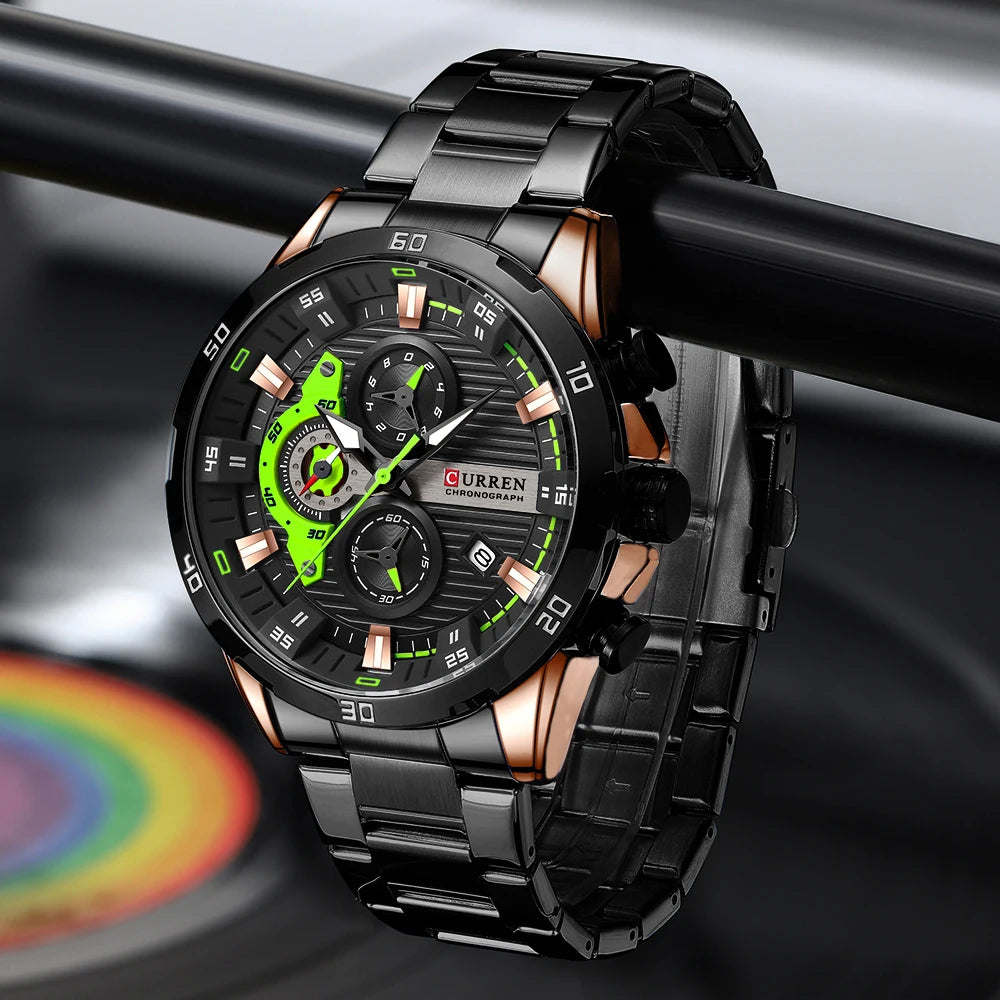 CURREN Steel ChronoX – Men's Fashion Luminous Dial Chronograph Watch