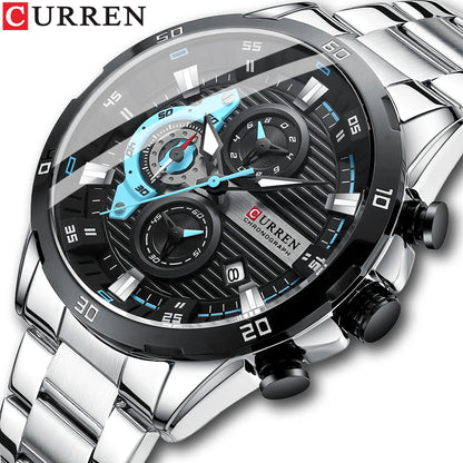 CURREN Steel ChronoX – Men's Fashion Luminous Dial Chronograph Watch