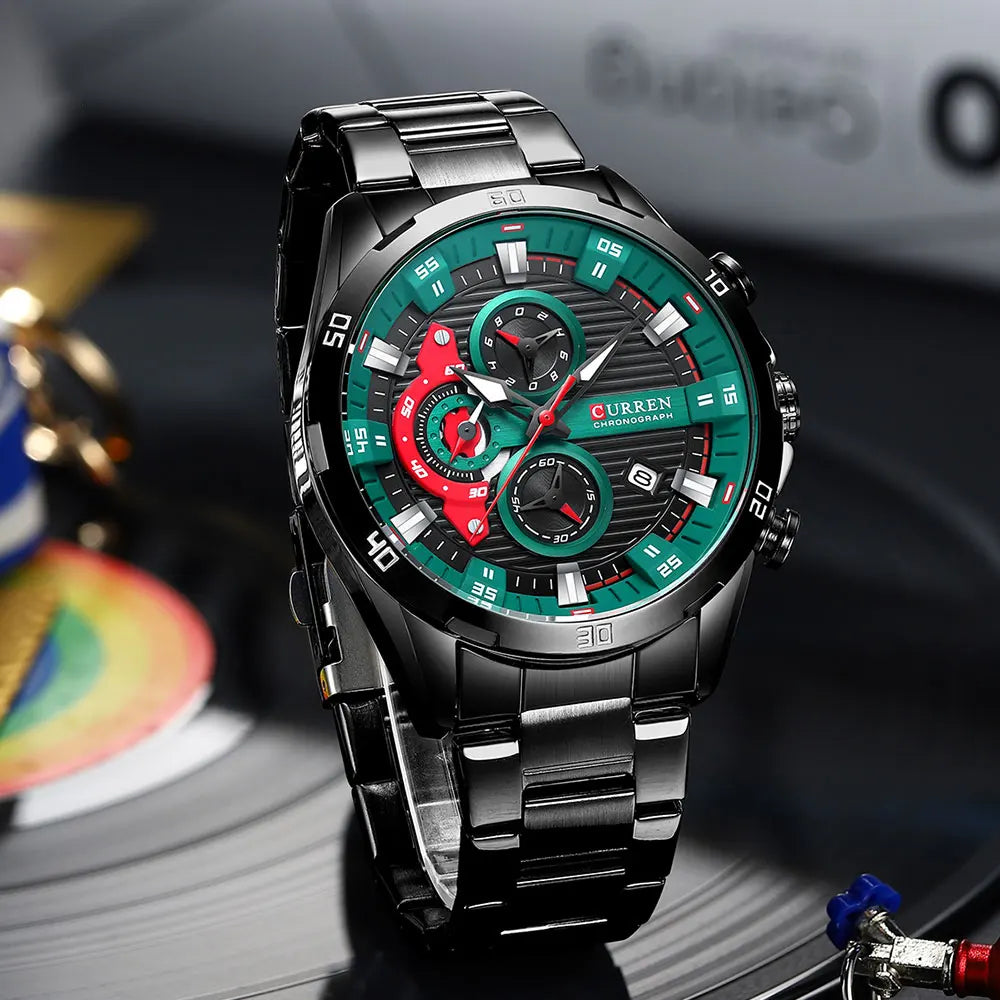 CURREN Steel ChronoX – Men's Fashion Luminous Dial Chronograph Watch
