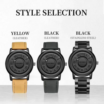 LIGE Luxury Watch Men Creative Scrolling Pointer Magnetic Force Sport Watches Men Quartz Chronograph Man Clock Relogio Masculino - leather brown black
