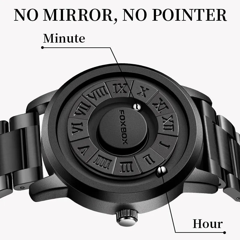 LIGE Luxury Watch Men Creative Scrolling Pointer Magnetic Force Sport Watches Men Quartz Chronograph Man Clock Relogio Masculino - leather brown black
