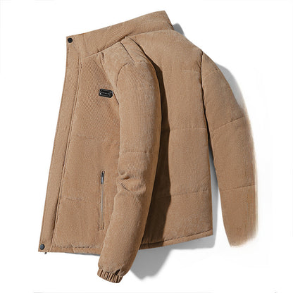 2023 Winter New Men's Corduroy Neck Collar Warm Padded Velvet Coat Men's