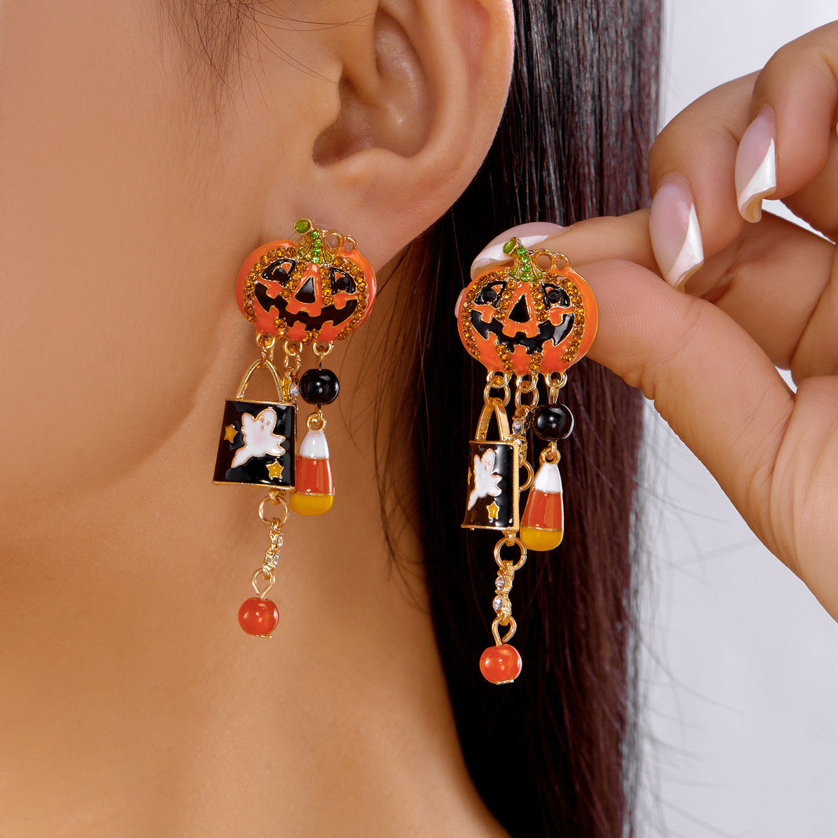 Halloween Earrings Pumpkin Ghost Pendant Earrings Gothic Tassel Women's Earrings