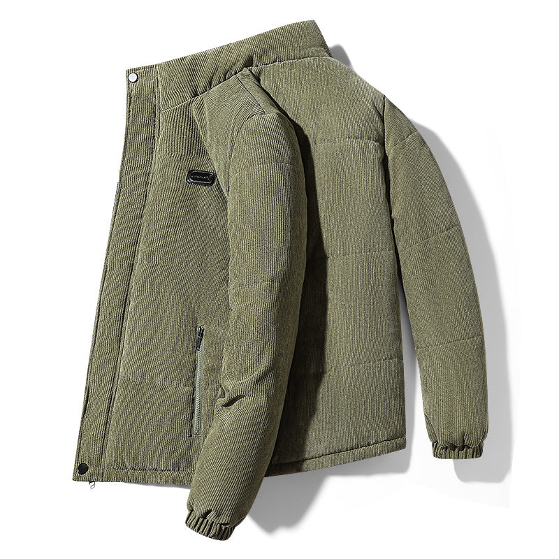 2023 Winter New Men's Corduroy Neck Collar Warm Padded Velvet Coat Men's
