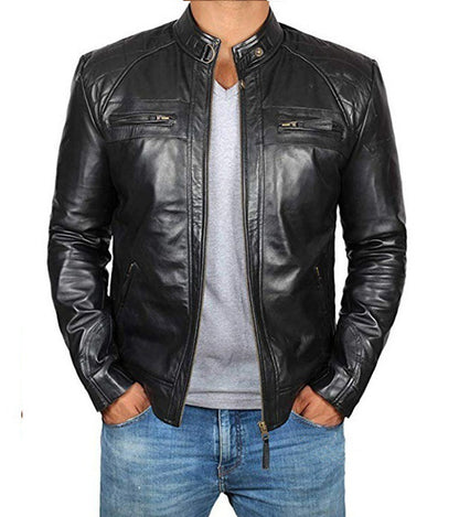 Men’s Zipper Leather Jacket – Stylish Slim Fit Moto Biker Coat for Everyday Wear