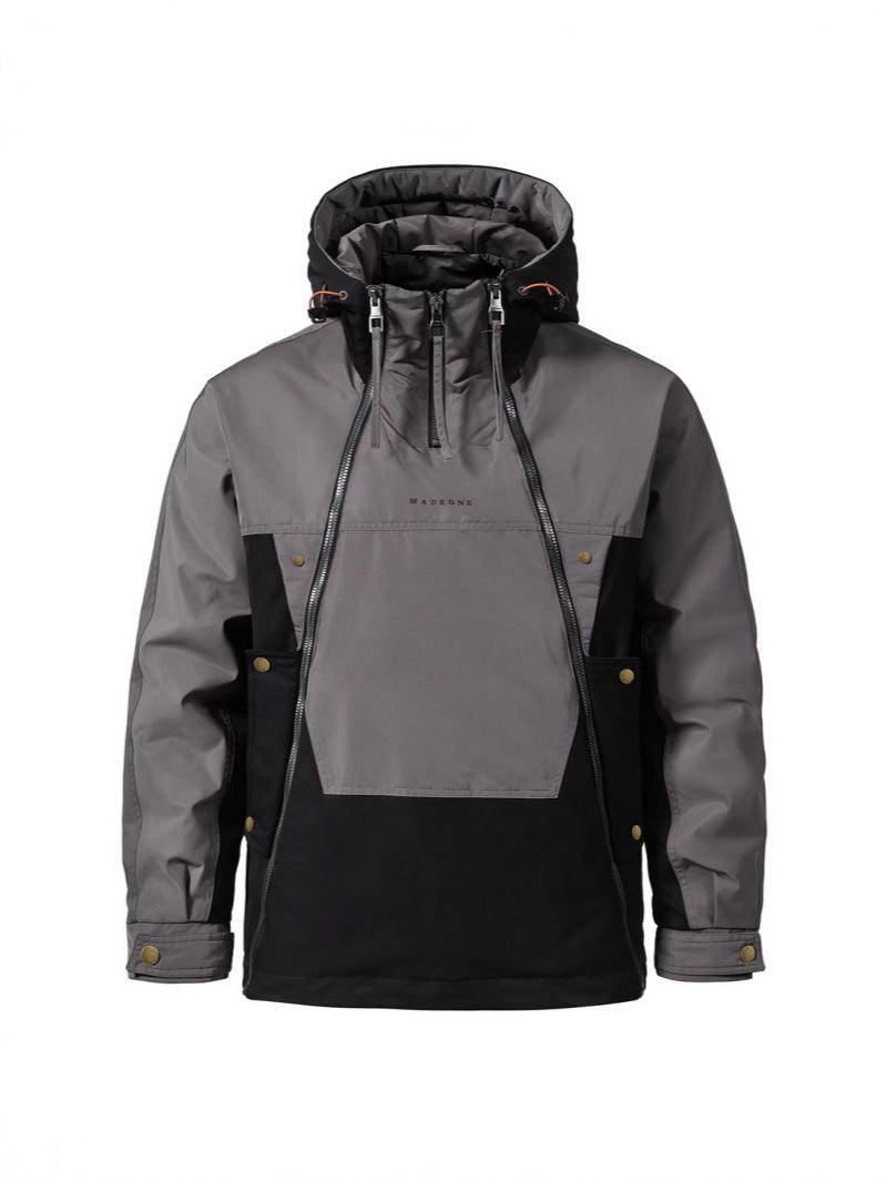 Men's Jackets Waterproof Anorak Jacket Multi-Zip Design Hooded Color-Blocked Outdoor & Streetwear Style For Fall Winter