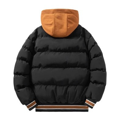 "Men's Winter Hooded Cotton Jacket 2023 – Trendy Thick Padded Coat, Stylish Warm Two-in-One Design – Fashionable Winter Wear for Men in the Netherlands"
