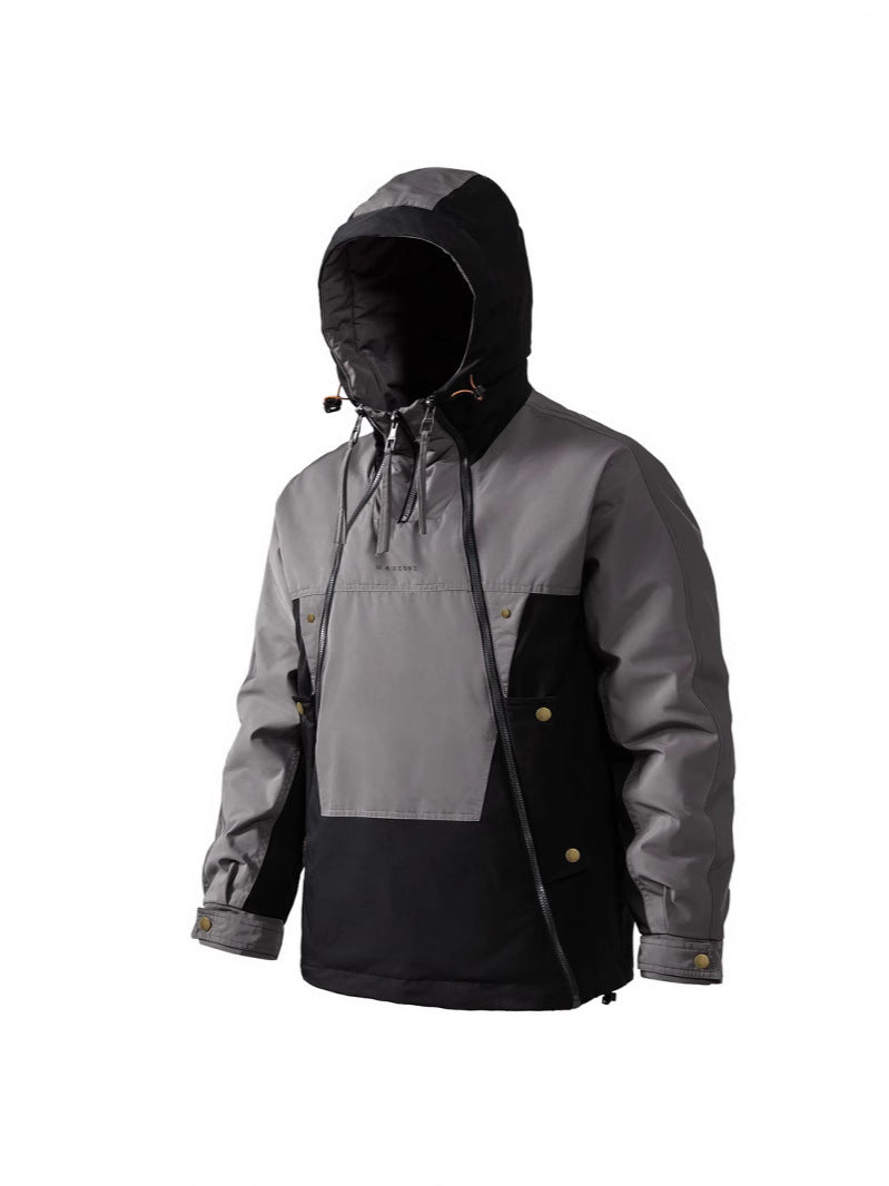Men's Jackets Waterproof Anorak Jacket Multi-Zip Design Hooded Color-Blocked Outdoor & Streetwear Style For Fall Winter