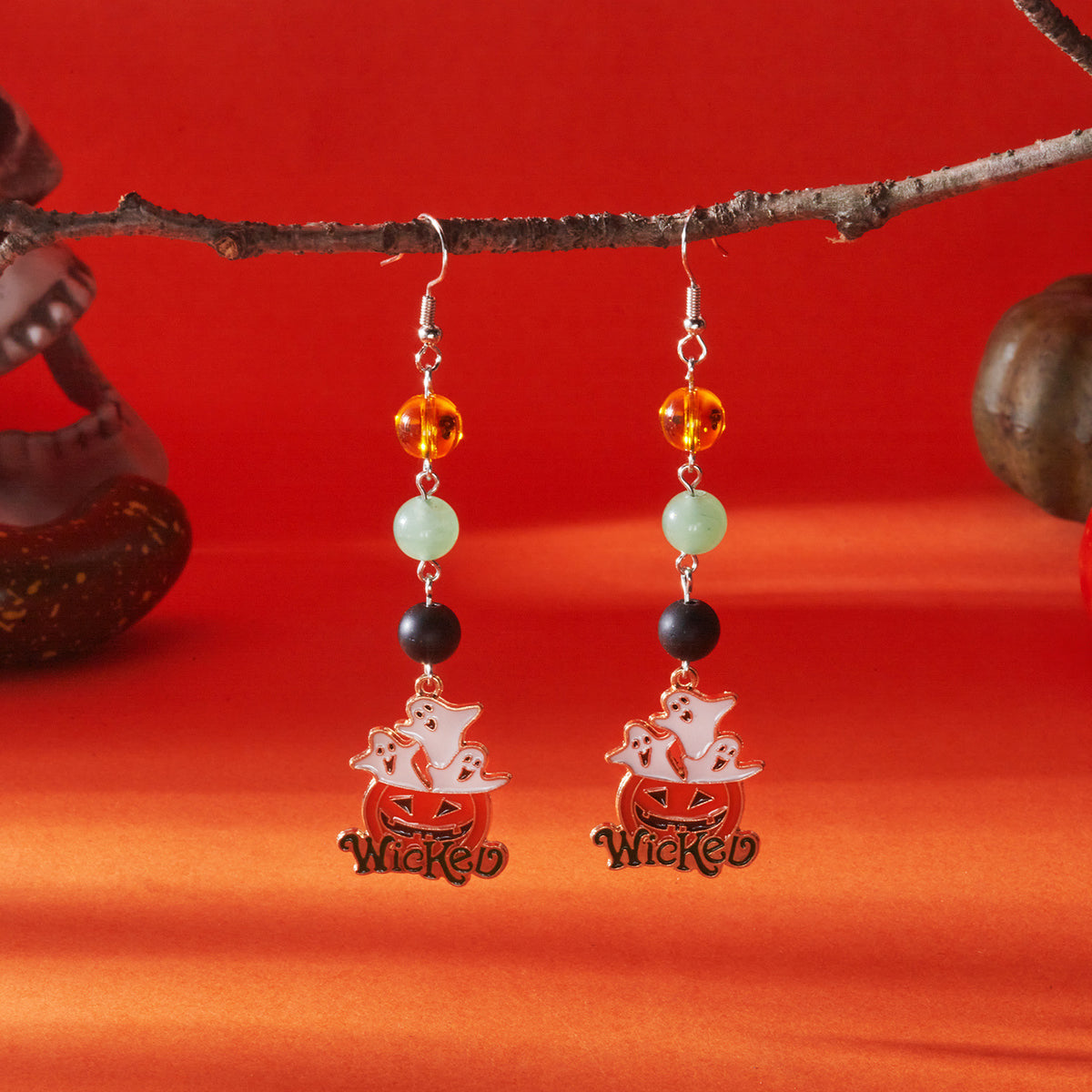 Halloween Earrings Pumpkin Ghost Pendant Earrings Gothic Tassel Women's Earrings