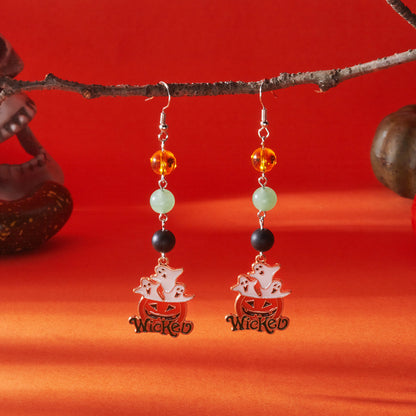 Halloween Earrings Pumpkin Ghost Pendant Earrings Gothic Tassel Women's Earrings