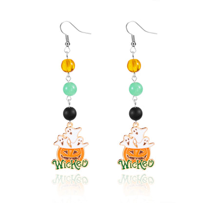 Halloween Earrings Pumpkin Ghost Pendant Earrings Gothic Tassel Women's Earrings