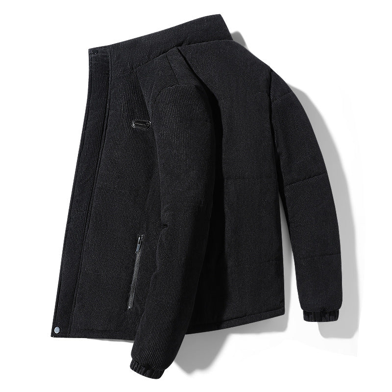 2023 Winter New Men's Corduroy Neck Collar Warm Padded Velvet Coat Men's