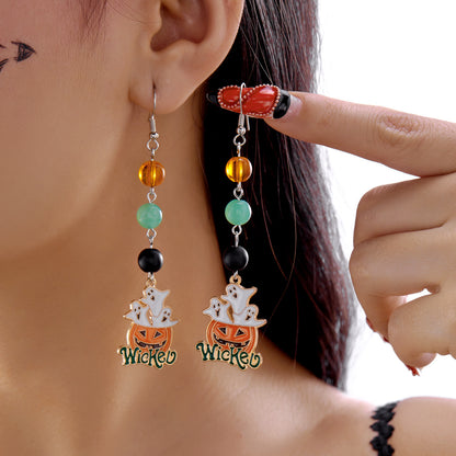Halloween Earrings Pumpkin Ghost Pendant Earrings Gothic Tassel Women's Earrings