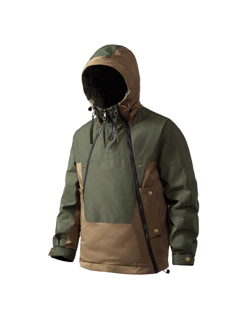 Men's Jackets Waterproof Anorak Jacket Multi-Zip Design Hooded Color-Blocked Outdoor & Streetwear Style For Fall Winter