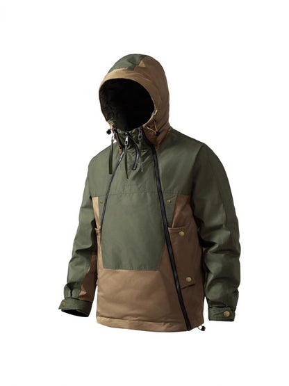 Men's Jackets Waterproof Anorak Jacket Multi-Zip Design Hooded Color-Blocked Outdoor & Streetwear Style For Fall Winter