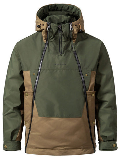 Men's Jackets Waterproof Anorak Jacket Multi-Zip Design Hooded Color-Blocked Outdoor & Streetwear Style For Fall Winter