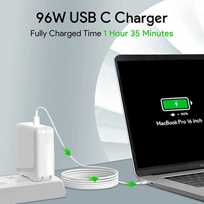 **96W USB-C Fast Charger – Ultra-Powerful Charging Adapter for MacBook Pro, MacBook Air, iPad Pro, Samsung Galaxy and All USB-C Devices – Includes 2-Meter USB-C to USB-C Cable**