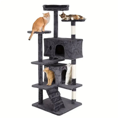 "Large Cat Tree Tower 54/70 Inch – Multi-Level Cat Condo with Hammock, Scratching Posts, Perches & Toys for Indoor Cats"