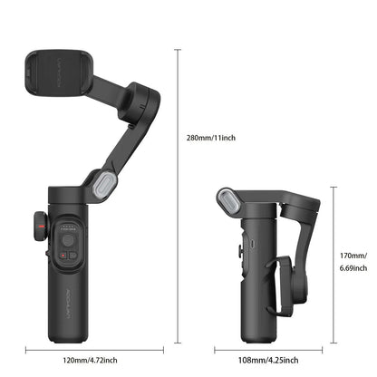 AOCHUAN Smart XE 3-assige Gimbal Stabilisator met Vullicht – Professionele Smartphone Stabilisator voor iPhone &amp; Android | Gezichtsherkenning, TikTok &amp; Vlogging Essentieel