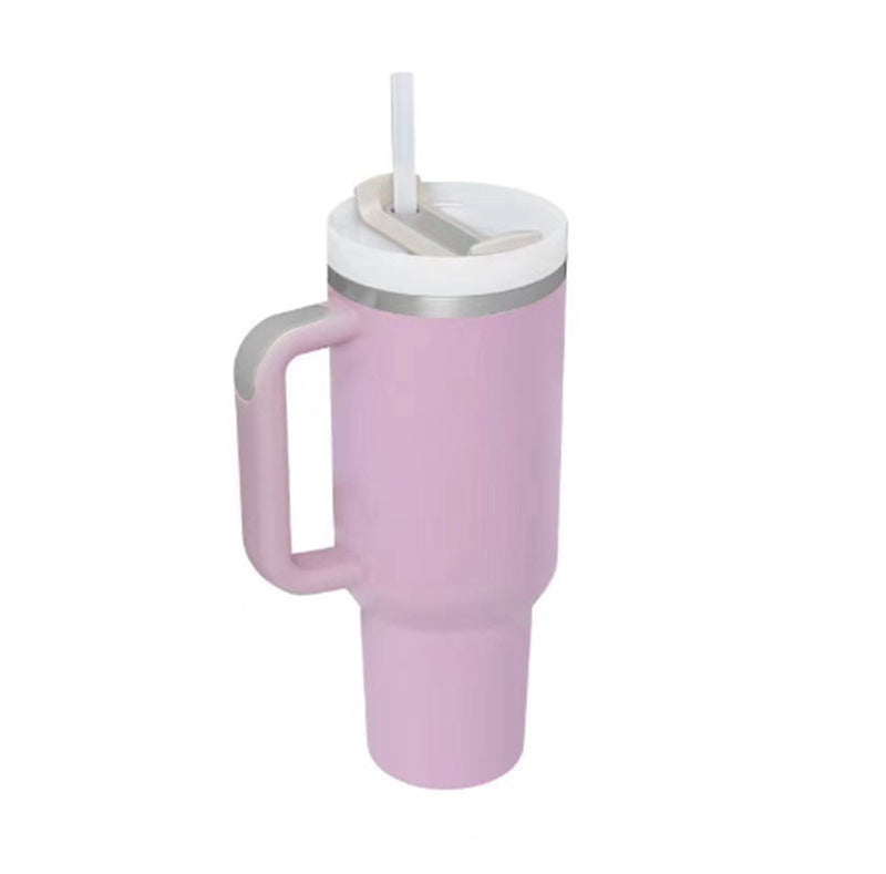 40 oz Insulated Tumbler with Handle & Straw – Stainless Steel Spill-Proof Travel Mug with Lid, Fits Car Cup Holder – Coffee Cup Gift for Valentine, Office, Gym, or Travel