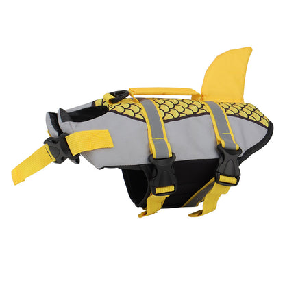 Dog Life Jacket with Shark Fin, Adjustable Pet Float Vest with Reflective Stripes and Life Handle, Life Buoy