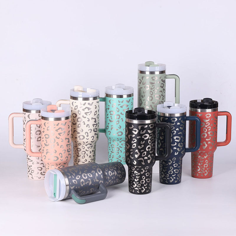 40 oz Insulated Tumbler with Handle & Straw – Stainless Steel Spill-Proof Travel Mug with Lid, Fits Car Cup Holder – Coffee Cup Gift for Valentine, Office, Gym, or Travel