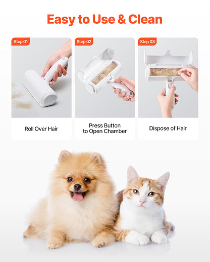Manual Pet Lint Remover with Detachable Roller - Heavy-Duty Plastic Construction, Multi-Surface Fur Remover for Dogs, Cats, Furniture, Sofa, Carpet