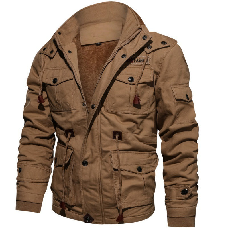 SPOSULEI Winter Jackets for Men Cotton Work Fleece Lined Army Jacket Winter Military Coat with Multi-Pockets