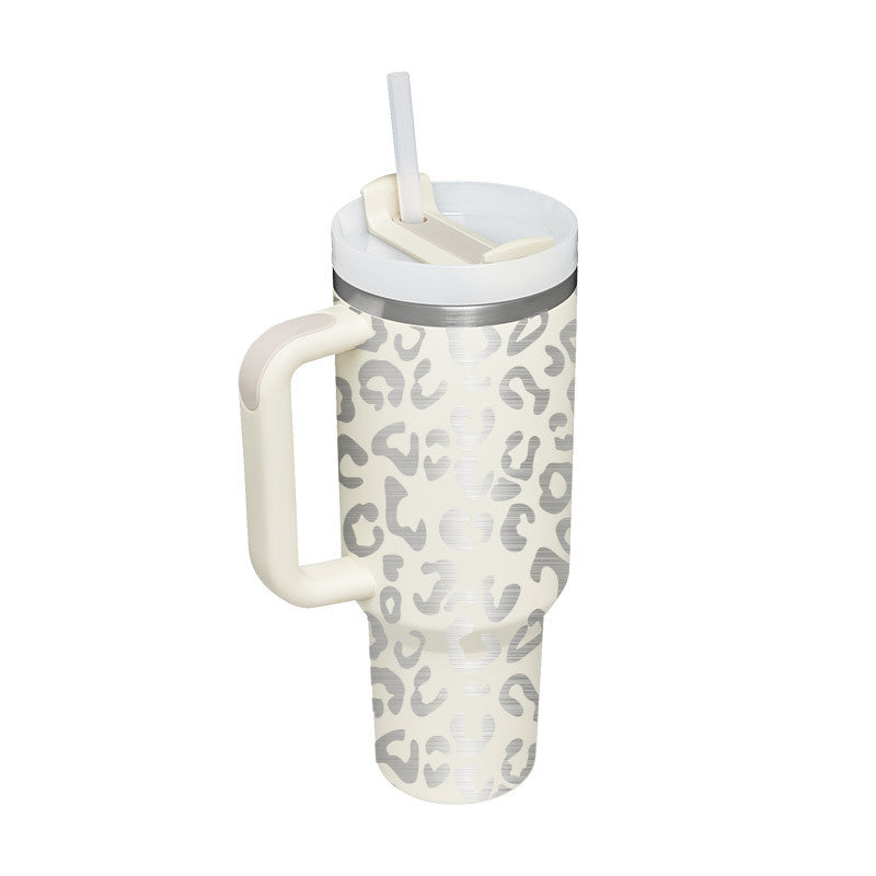 40 oz Insulated Tumbler with Handle & Straw – Stainless Steel Spill-Proof Travel Mug with Lid, Fits Car Cup Holder – Coffee Cup Gift for Valentine, Office, Gym, or Travel