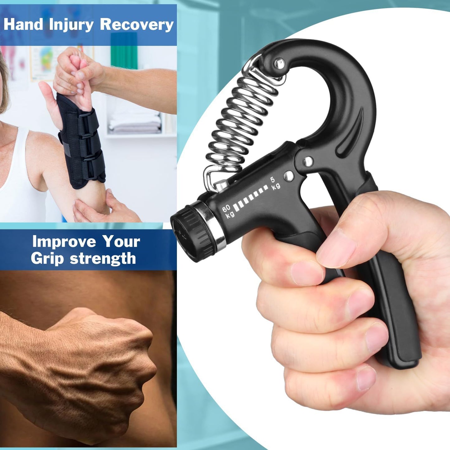 **Verstelbare handgreepversterker – Professionele vinger- en polstrainer voor griptraining, onderarm- en spierontwikkeling**
