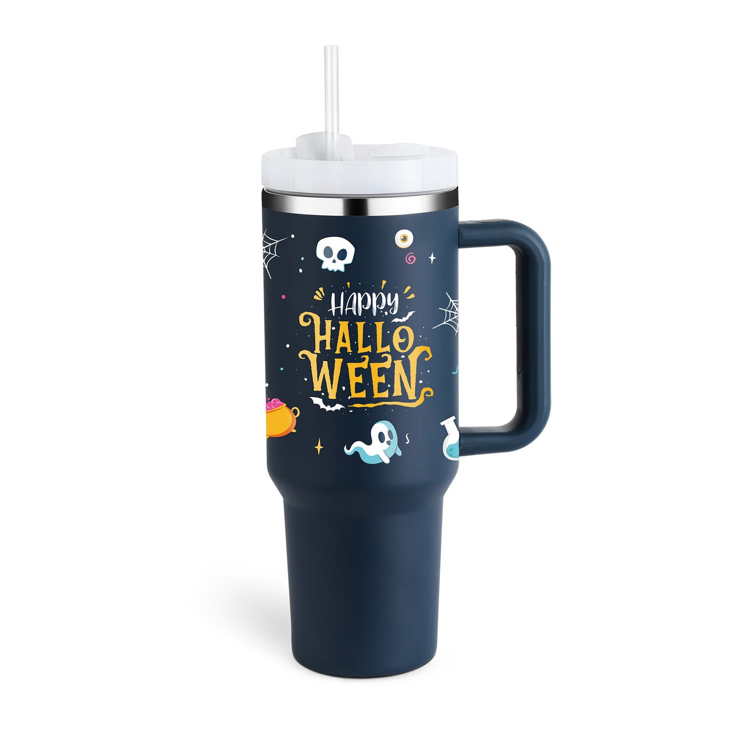 40 oz Insulated Tumbler with Handle & Straw – Stainless Steel Spill-Proof Travel Mug with Lid, Fits Car Cup Holder – Coffee Cup Gift for Valentine, Office, Gym, or Travel