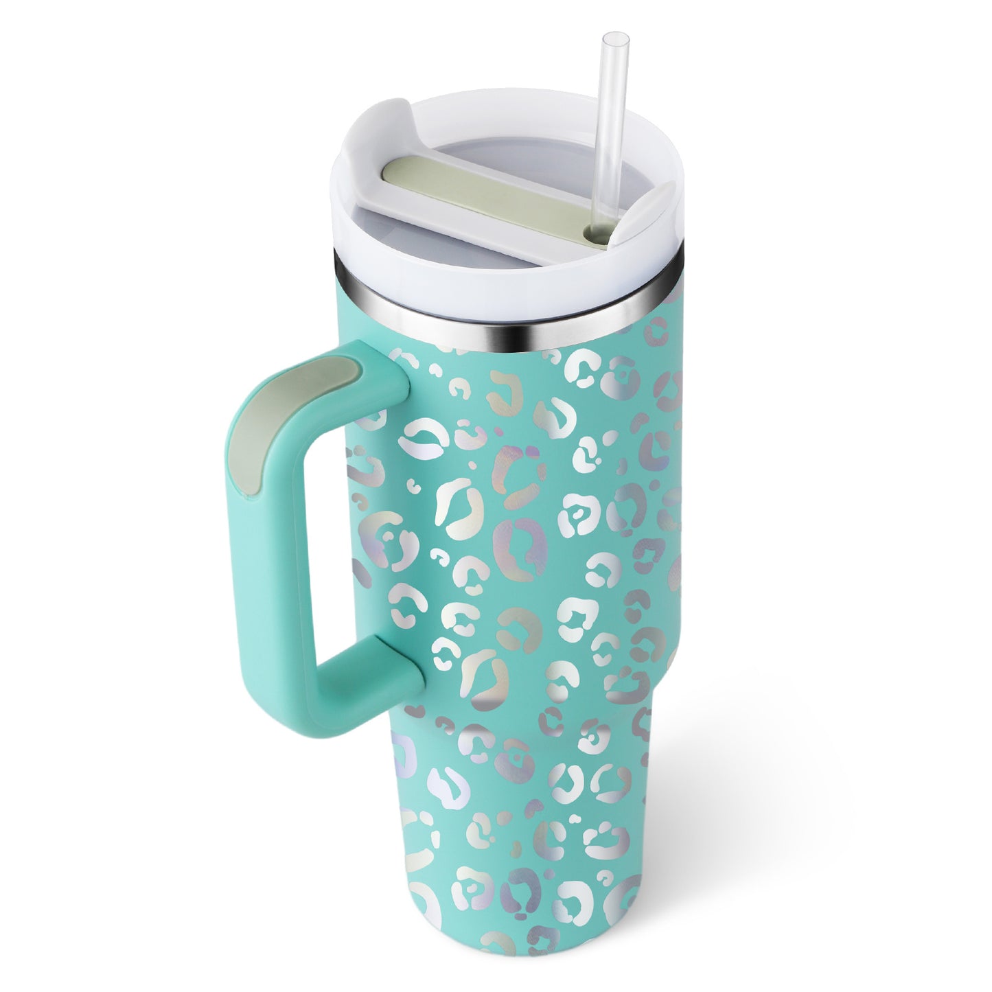 40 oz Insulated Tumbler with Handle & Straw – Stainless Steel Spill-Proof Travel Mug with Lid, Fits Car Cup Holder – Coffee Cup Gift for Valentine, Office, Gym, or Travel