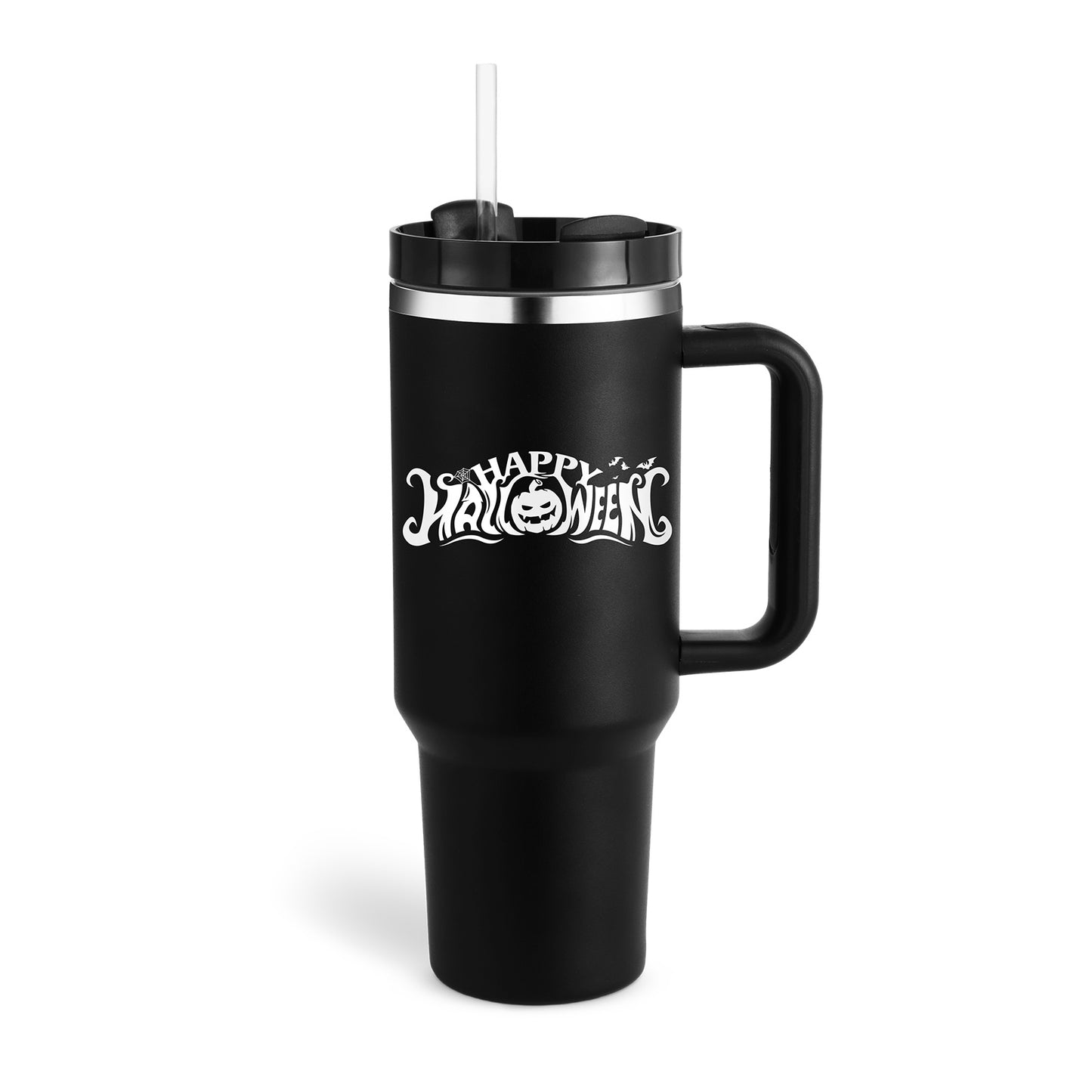 40 oz Insulated Tumbler with Handle & Straw – Stainless Steel Spill-Proof Travel Mug with Lid, Fits Car Cup Holder – Coffee Cup Gift for Valentine, Office, Gym, or Travel