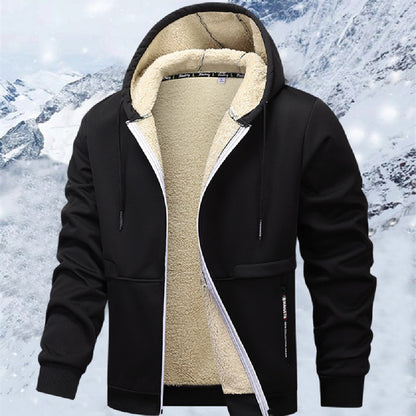 “Men’s Hoodie”, “Winter Jacket”, “Heavyweight Fleece”, “Sherpa Lined”  Include secondary relevant modifiers: