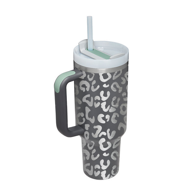 40 oz Insulated Tumbler with Handle & Straw – Stainless Steel Spill-Proof Travel Mug with Lid, Fits Car Cup Holder – Coffee Cup Gift for Valentine, Office, Gym, or Travel