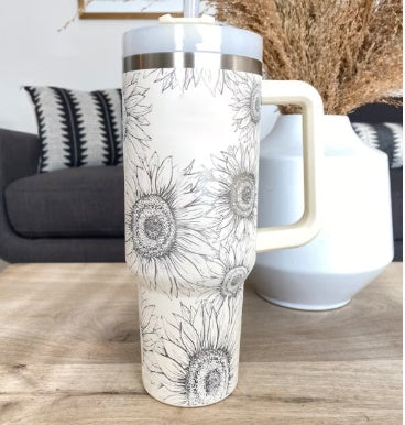 40 oz Insulated Tumbler with Handle & Straw – Stainless Steel Spill-Proof Travel Mug with Lid, Fits Car Cup Holder – Coffee Cup Gift for Valentine, Office, Gym, or Travel