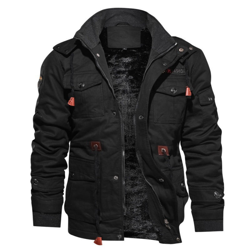 SPOSULEI Winter Jackets for Men Cotton Work Fleece Lined Army Jacket Winter Military Coat with Multi-Pockets