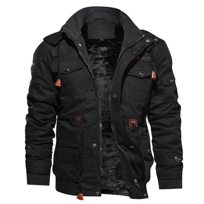 SPOSULEI Winter Jackets for Men Cotton Work Fleece Lined Army Jacket Winter Military Coat with Multi-Pockets