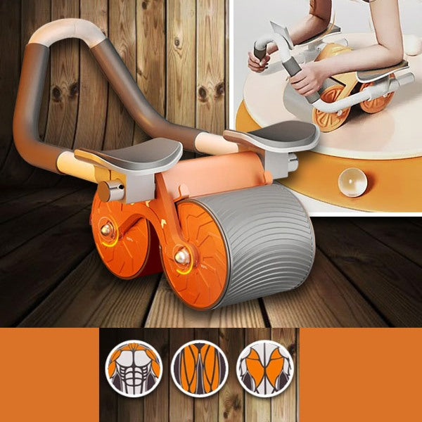 Orange Health Belt Tafel, Ab Roller Wheel, Automatische Rebound Abdominal Wheel Abs Workout Apparatuur voor het Versterken van Kernspieren Oefenapparaat met Timer &amp; Knie Pad Accessoires