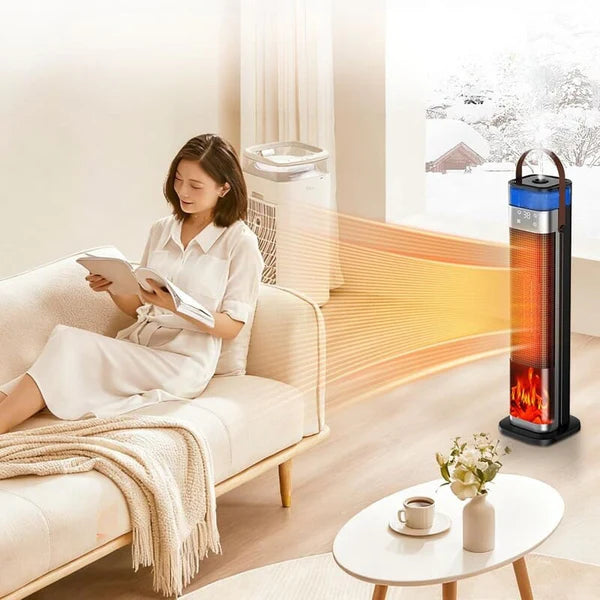 #Portable Ceramic Heater & Humidifier with 3D Flame Effect