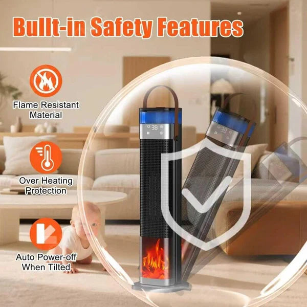 #Portable Ceramic Heater & Humidifier with 3D Flame Effect