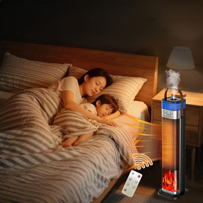 #Portable Ceramic Heater & Humidifier with 3D Flame Effect
