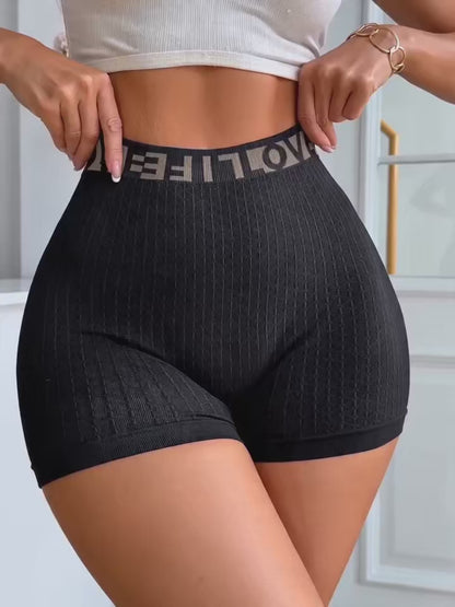 High Waist European And American Sports Shorts Letter LOVE Knitted Fashion Casual Women& Boxers