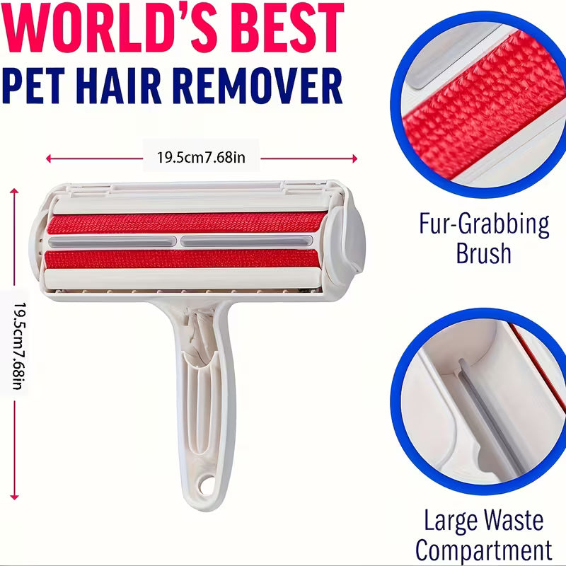 Manual Pet Lint Remover with Detachable Roller - Heavy-Duty Plastic Construction, Multi-Surface Fur Remover for Dogs, Cats, Furniture, Sofa, Carpet